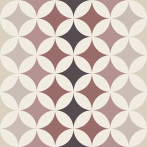 groovy circles - bone beige_ copper rose_ creamy white_ dusty rose_ purple brown_ silver rust  - retro mod simple geometric wallpaper