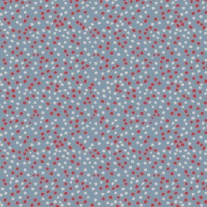 painterly polka dots french blue and bisque and red 