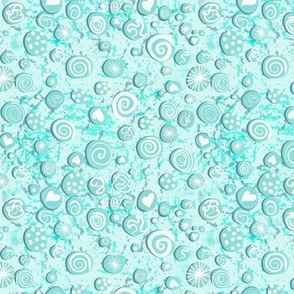 Whimsical Aqua bubbles, beach, ocean, hand drawn dots, coastal, playful,  mint 12” 