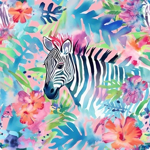 Zebra Tiki Tango - Pink Wallpaper
