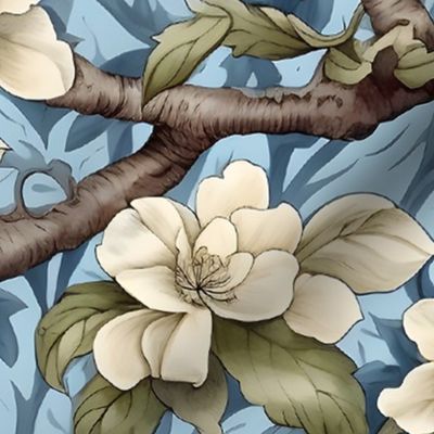  Branches of Silent Wisdom - Blue - William Morris  Wallpaper - New