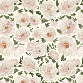 Small - Giant Creamy Watercolour Florals - Off White