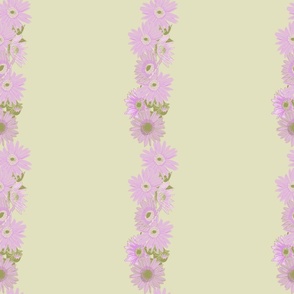 Pink Daisy Flower Stripe on Pastel Green Background 9"