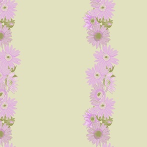 Pink Daisy Flower Stripe on Pastel Green Background 12"