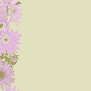 Jumbo Pink Daisy Flower Stripe on Pastel Green Background 24"