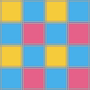 Checkerboard - Blue, Yellow, Pink - Retro - Colors from the 80s