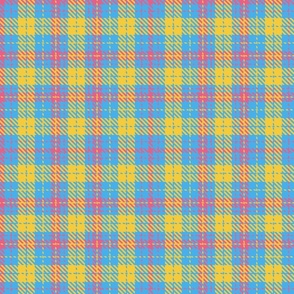 Tartan (Plaid) - Blue, Yellow, Pink - Retro - Colors from the 80s