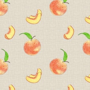 Peaches on beige Linen