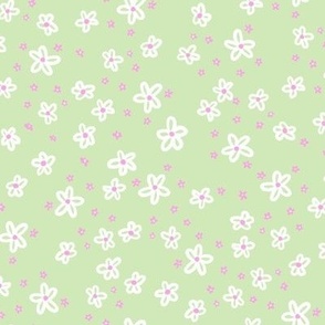 Retro Pink and Green Daisies