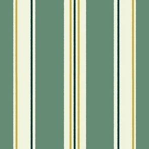 Beach Cottage Stripes Relaxed Textured in green, white, and gold