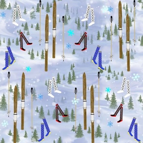 vintage-xc-skis-and-decorated-knee-socks-red-yellow-greens-white-black-on-pale-blue-background