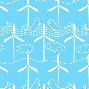 wind turbines on land and sea custom