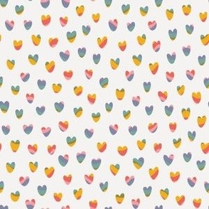 Rainbow Color Filled Hearts on White - Medium 6x6