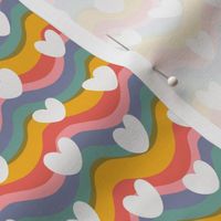 Modern White Hearts on a Colorful Wavy Rainbow Background - 12x12 inch repeat - Large