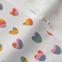Hand Drawn Retro Wavy Rainbow Hearts on White - 12x12 inch repeat - Large