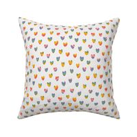 Hand Drawn Retro Wavy Rainbow Hearts on White - 12x12 inch repeat - Large