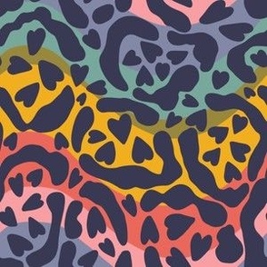 cheetah animal print on rainbow wavy background - 6x6 inch repeat - medium scale