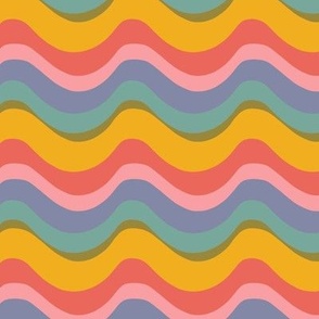 Wavy Rainbow Lines - 12x12 - medium
