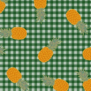 Kelly green palaka with pineapples 24x24 