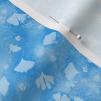Ginkgo and Flower Sunprints on Shades of Bluebell