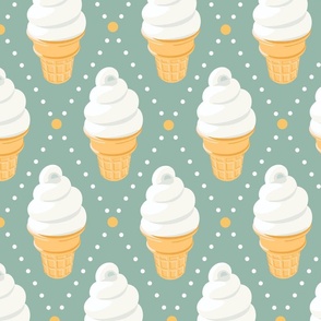 Vanilla Soft-serve Ice Cream Cone - Sage