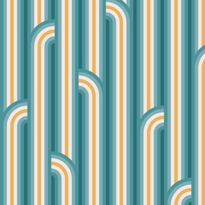 Vintage Sportswear Stripes & Arches (Blue Teal and Goldenrod)