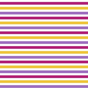 Pretty Bold Horizontal Stripe on clean white background Pink Lilac Yellow, Large 