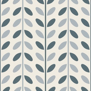 vertical vines with leaves - creamy white_ french grey_ marble blue - simple geometric
