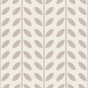 vertical vines with leaves - creamy white_ silver rust blush - simple geometric