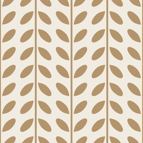 vertical vines with leaves - creamy white_ lion gold - simple geometric