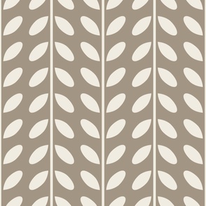 vertical vines with leaves - creamy white_ khaki brown 02 - simple geometric