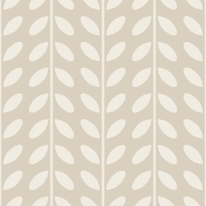 vertical vines with leaves - bone beige_ creamy white 02 - simple geometric