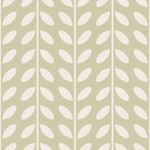 vertical vines with leaves - creamy white_ thistle green 02 - simple geometric