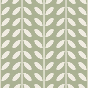 vertical vines with leaves - creamy white_ light sage green 02 - simple geometric