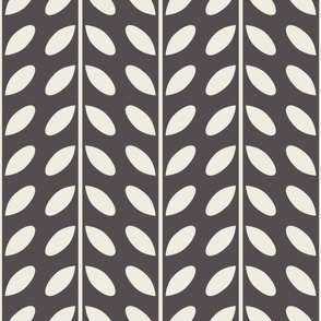 vertical vines with leaves - creamy white_ purple brown 02 - simple geometric