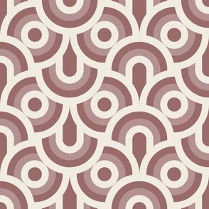 rainbows and circles - copper rose_ creamy white_ dusty rose pink - groovy retro geometric