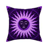 Whimsical Lunar Moon Goddess in Monochrome Midnight Purple Wallpaper Tile