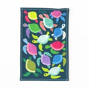 Colorful Sea Turtles Tea Towel Calendar 2024