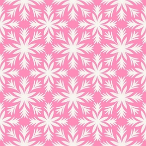 Relaxed Tropical Hand-Drawn Flora in Bright Candy Pink and Cream - Medium - Tropical Vibes, Pink Tropical, Tropical Pink