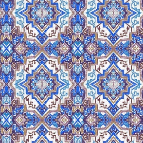 Bohemian geometric rug blue ultramarine