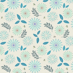 bee blue floral