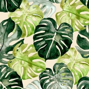 Watercolour Tropical Leaves, Warm Tones - Small