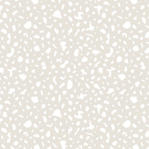 White Spots on Neutral, Beige and White, Modern Abstract Monochrome