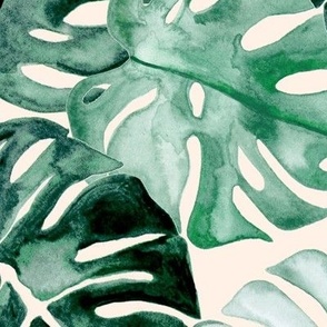 Watercolour Tropical Leaves, Cool Tones