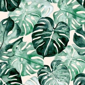 Watercolour Tropical Leaves, Cool Tones - Small