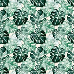 Watercolour Tropical Leaves, Cool Tones - Tiny