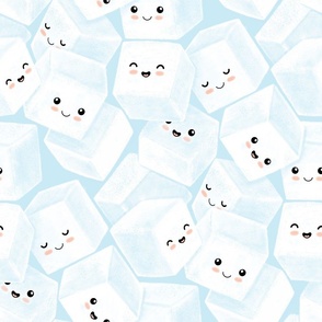 Cute Sugar Cube Characters - frosty ice blue 