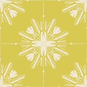 Neon Apres Ski Geometric Winter Star Wreath Tile -  chartreuse lime yellow