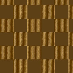 Brown and Gold Hand-drawn Check 3"