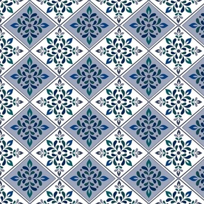 Antique Grace: Floral Damask Print (Blue) - large